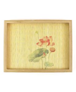 фото - Поднос бамбуковый с цветком. 25х19х2.5 см.