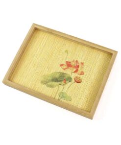 фото - Поднос бамбуковый с цветком. 25х19х2.5 см.
