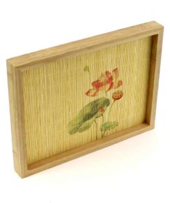 фото - Поднос бамбуковый с цветком. 25х19х2.5 см.