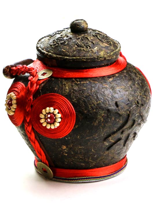 фото - Подарочный Шэн (Шен) пуэр “Горшочек с красным оформлением” 700 г.