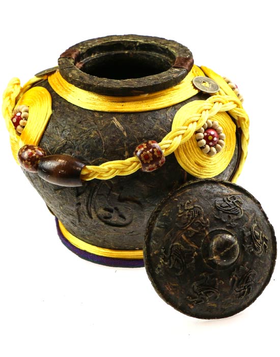 фото - Подарочный Шэн (Шен) пуэр “Горшочек с желтым оформлением” 700 г.