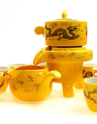 фото - Чайный сервиз “Золотой дракон” на 8 персон (керамика).