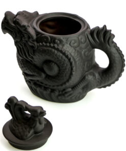 фото - Чайник черный дракон и феникс из исинской глины,  объем 500 мл.