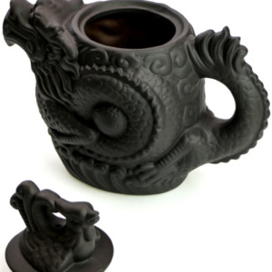 фото - Чайник черный дракон и феникс из исинской глины,  объем 500 мл.