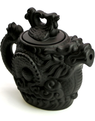фото - Чайник черный дракон и феникс из исинской глины, объем 500 мл.