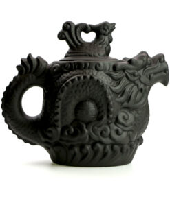 фото - Чайник черный дракон и феникс из исинской глины,  объем 500 мл.