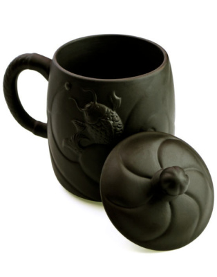 фото - Чашка глиняная  “Парящий дракон” Черная. 400 мл