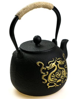 фото - Чайник заварник для чая с ситом чугунный Тэцубин “Два дракона” 1200 мл