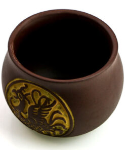 фото - Чашка глиняная  “Дракон и Феникс” Suzaku коричневая 80 мл.