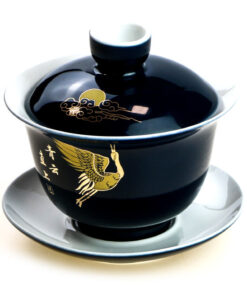 фото - Гайвань фарфоровая в глазури “Журавель” 180 мл. Темно-синяя