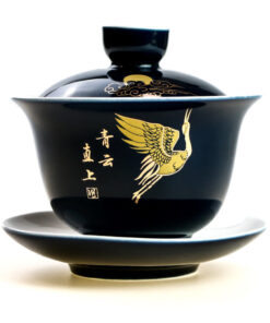 фото - Гайвань фарфоровая в глазури “Журавель” 180 мл. Темно-синяя