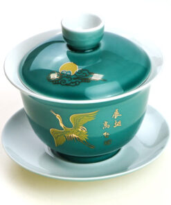 фото - Гайвань фарфоровая в глазури “Журавли” 180 мл