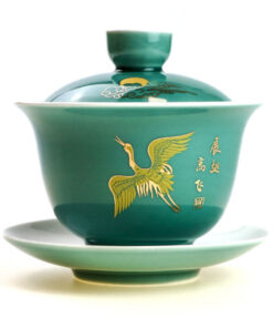 фото - Гайвань фарфоровая в глазури “Журавли” 180 мл