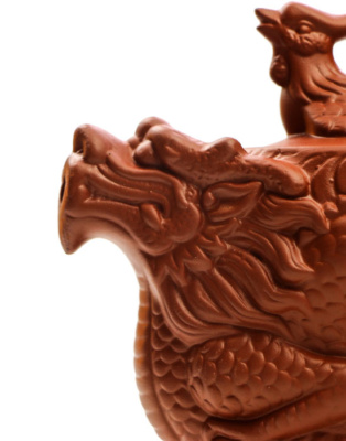 фото - Чайник красный дракон и феникс из исинской глины, объем 500 мл.