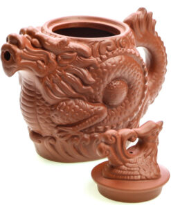 фото - Чайник красный дракон и феникс из исинской глины,  объем 500 мл.