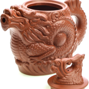 фото - Чайник красный дракон и феникс из исинской глины,  объем 500 мл.