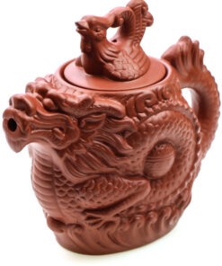 фото - Чайник красный дракон и феникс из исинской глины,  объем 500 мл.