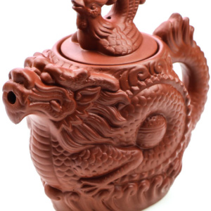 фото - Чайник красный дракон и феникс из исинской глины,  объем 500 мл.