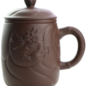 фото - Чашка  “Парящий дракон”с ситечком, коричневая  исинская глина, 400 мл