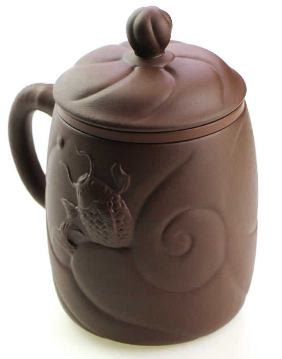 фото - Чашка  “Парящий дракон”с ситечком, коричневая  исинская глина, 400 мл