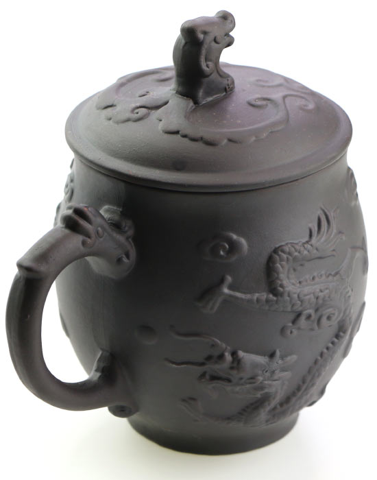 фото - Чашка Пузатый дракон исинская глина кружка для чая черная, 500 мл