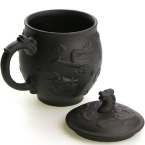 фото - Чашка Пузатый дракон исинская глина кружка для чая черная, 500 мл