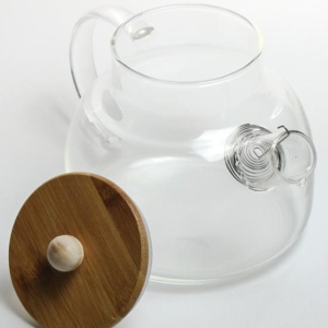 фото - Чайник для заваривания чая, термостекло, крышка бамбук,  1500 мл (Копировать)