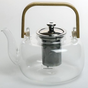 фото - Чайник для заваривания чая, термостекло с бамбуковой ручкой,  1500мл