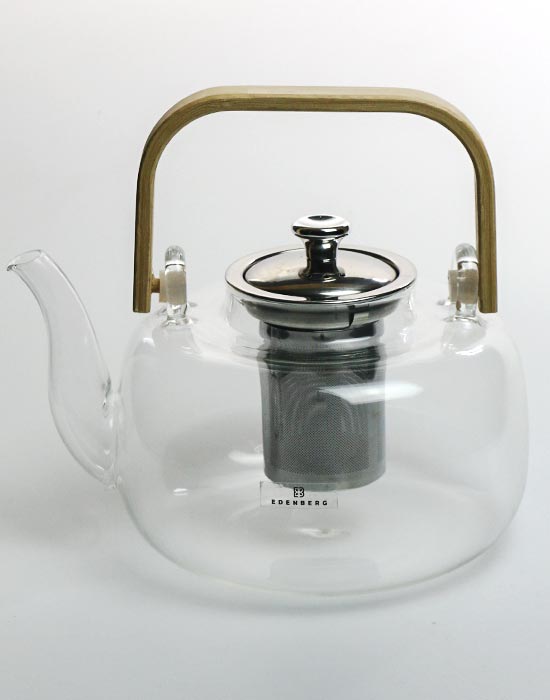 фото - Чайник для заваривания чая, термостекло с бамбуковой ручкой,  1500мл