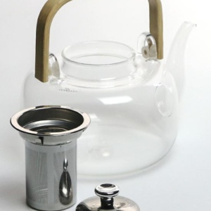 фото - Чайник для заваривания чая, термостекло с бамбуковой ручкой,  1500мл