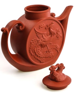 фото - Чайник заварочный Печать дракона, исинская глина, красный 1000 мл
