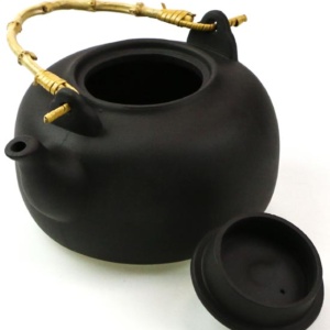 фото - Чайник заварочный с бамбуковой ручкой глина исин черный 500 мл (Копировать)