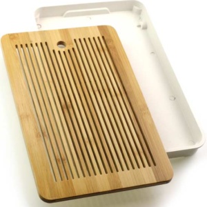 фото - Чабань 36х24х3 Поддон черный или белый верх бамбук. Доступен в двух цветах