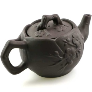 фото - чайник глиняный цветение сливі c ситом  черный 550 мл