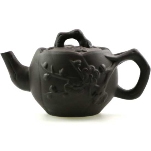 фото - чайник глиняный цветение сливі c ситом  черный 550 мл