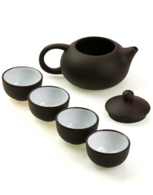 фото - сервиз глиняный 4 персоны коричневый