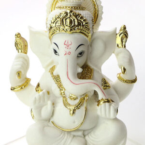 фото - Чайна фігурка Ганеша покровитель торгівлі, білий полістоун з мармуровою крихтою