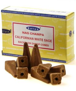 фото - Satya Back Flow cones WHITE SAGE Біла шавлія