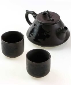 фото - Чайник Си Ши + 2 пиалі глина проявляется рисунок