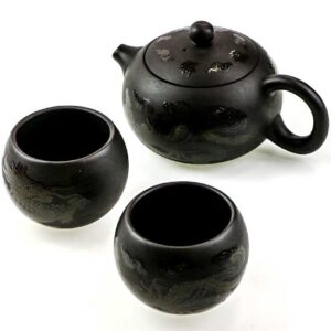 фото - Чайник Си Ши + 2 пиалі глина проявляется рисунок