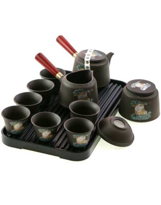 фото - Дорожній чайний набір у подарунковому кейсі, на 6 персон, глина Ісін тигр фото - Дорожній чайний набір у подарунковому кейсі, на 6 персон, глина Ісін тигр