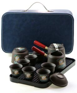 фото - Дорожній чайний набір у подарунковому кейсі, на 6 персон, глина Ісін тигр