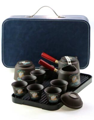 фото - Дорожній чайний набір у подарунковому кейсі, на 6 персон, глина Ісін тигр