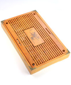 фото - Чабань шлях до Успіху, китайський чайний столик, бамбук та металевий піддон, 43х28х5 см