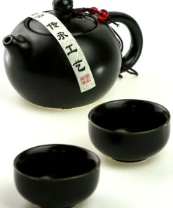 фото - Чайний сервіз дорожній, чайник Сі Ши 180 мл та 2 піали 50 мл, кераміка в нефритовій глазурі