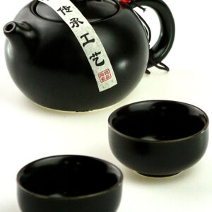 фото - Чайний сервіз дорожній, чайник Сі Ши 180 мл та 2 піали 50 мл, кераміка в нефритовій глазурі