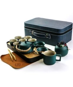 фото - Дорожный набор чайной посуды зеленій, в подарочном кейсе, на 6 персон,  Исин (Копировать)