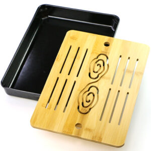 фото - Чабань Облака, прямоугольный китайский чайный столик, бамбук с пластиковым поддоном, 32х23х4 см