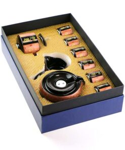 фото - Набір посуду для чайної церемонії “Щастя в Хату” на 6 персон, подарункова коробка, вибір кольору синій коричневий золотий