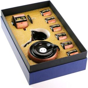 фото - Набір посуду для чайної церемонії “Щастя в Хату” на 6 персон, подарункова коробка, вибір кольору синій коричневий золотий